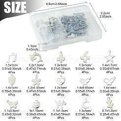 64Pcs 16 Styles Anti-Tarnish 201 Stainless Steel Charms&nbsp;STAS-FS0001-63