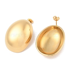 Ion Plating(IP) 304 Stainless Steel Oval Stud Earrings&nbsp;EJEW-B108-04G