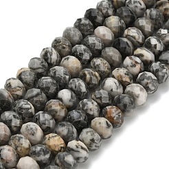 Natural Black Silk Stone/Netstone Beads Strands&nbsp;G-Z111-A45