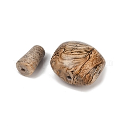 Natural Picture Jasper 3 Hole Guru Beads&nbsp;G-F795-G01