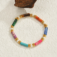Bohemian Style Colorful Mixed Stone Beaded Stretch Bracelets for Women&nbsp;AC6424