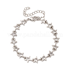 Brass Micro Pave Clear Cubic Zirconia Link Bracelets for Women&nbsp;BJEW-D342-01P