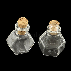 Hexagon Glass Bottle for Bead Containers&nbsp;X-AJEW-R045-03