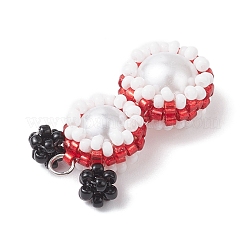 Glass Seed Beaded Snowman Pendants&nbsp;PALLOY-MZ00888-03