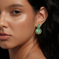 2 Pairs 2 Colors Resin Dangle Stud Earrings&nbsp;EJEW-GO0003-22