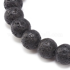 2Pcs 2 Style Natural Lava Rock & Howlite Round Beaded Stretch Bracelets Set with Alloy Yin Yang Charms&nbsp;BJEW-JB08457