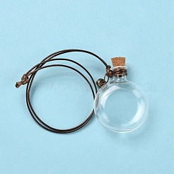 Flat Round Glass Cork Bottles Ornament&nbsp;GLAA-D002-09