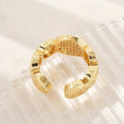 Brass Micro Pave Clear Cubic Zirconia Open Cuff Rings for Women&nbsp;LS-RJEW-M026-01G-01