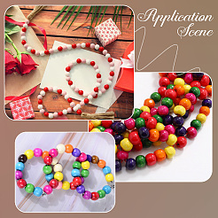 Spray Painted Round Natural Schima Wood Beads&nbsp;WOOD-PA0001-81A-01