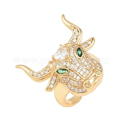 Brass Micro Pave Cubic Zirconia Cuff Open Rings&nbsp;CU-Z002-01G