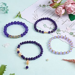 4Pcs 4 Style Natural Malaysia Jade Stretch Bracelets Set with Glass Beaded&nbsp;BJEW-SW00105-06