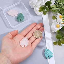 4Pcs 4 Styles Natural Quartz Crystal & Howlite & Green Aventurine & Rose Quartz Pendants&nbsp;PALLOY-FH00195