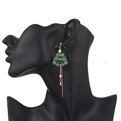 Christmas Tree Natural Green Aventurine Dangle Stud Earrings&nbsp;EJEW-TA00741