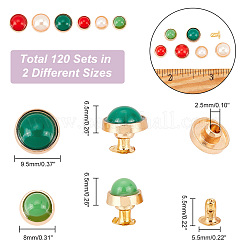 120 Sets 6 Style Alloy Semi-Tublar Rivet Studs&nbsp;DIY-AR0002-90