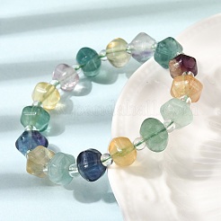 Natural Colorful Fluorite Beaded Stretch Bracelets for Women&nbsp;BJEW-D461-01