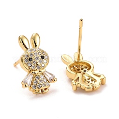 Rabbit Cubic Zirconia Stud Earrings&nbsp;EJEW-E167-17G