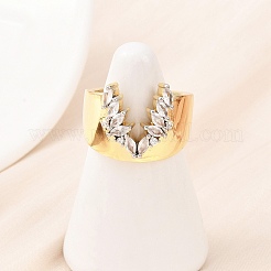 Brass Micro Pave Cubic Zirconia Cuff Rings&nbsp;RJEW-D333-04B-G