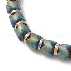 Electroplate Non-magnetic Synthetic Hematite Column & Disc Beads Braided Bead Bracelets for Women Men&nbsp;BJEW-JB13300