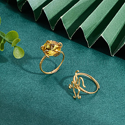 2Pcs Brass Open Adjustable Rings Base&nbsp;KK-ME0002-75