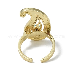 Rack Plating Brass Micro Pave Cubic Zirconia Teardrop Open Cuff Rings for Women&nbsp;RJEW-C088-04G
