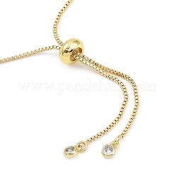 Adjustable Brass Heart Pendant Ball Chain Slider Necklaces for Women&nbsp;NJEW-U015-02G