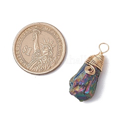 Electroplated Raw Natural Quartz Crystal Copper Wire Wrapped Pendants&nbsp;PALLOY-JF03426-01