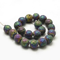 Electroplated Natural Druzy Geode Crystal Beads Strands&nbsp;G-N0253-10mm-02