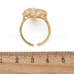 Brass Micro Pave Clear Cubic Zirconia Cuff Rings for Women&nbsp;RJEW-C126-06G