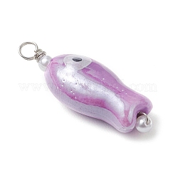 Fish Shaped Evil Eye Glazed Porcelain Pendants&nbsp;PALLOY-JF03803