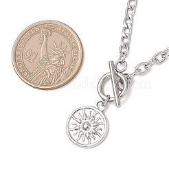 201 Stainless Steel Sun Pendant 304 Stainless Steel Twisted Chain Cable Chain OT Necklaces&nbsp;NJEW-JN05786