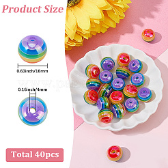 40Pcs Pride UV Plating Rainbow Iridescent Acrylic European Beads&nbsp;MACR-SC0002-66