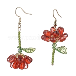 304 Stainless Steel Flower Dangle Earrings&nbsp;EJEW-MZ00461-02