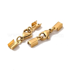 Ion Plating(IP) 304 Stainless Steel Lobster Claw Clasps with Cord Ends&nbsp;LS-STAS-H179-02G