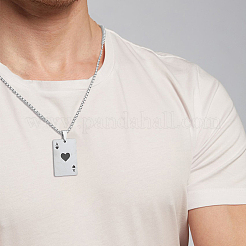 8Pcs Heart Playing Card Stainless Steel Enamel Pendant Necklaces&nbsp;NJEW-FH0001-11A