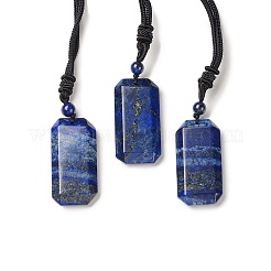 Natural Mixed Gemstone Rectangle Pendant Necklace with Nylon Cord for Women&nbsp;NJEW-C001-01B