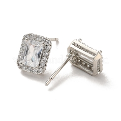 Clear Cubic Zirconia Rectangle Stud Earrings&nbsp;EJEW-K093-20P