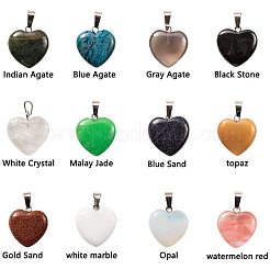 Heart Natural Gemstone Pendant Sets&nbsp;G-PH0026-05