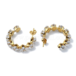 Ion Plating(IP) Golden 304 Stainless Steel Rhombus Stud Earrings with Glass&nbsp;EJEW-C071-07G