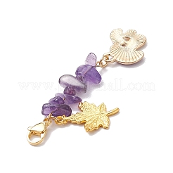 Autumn Mushroom Handmade Lampwork & Alloy Maple Leaf Pendant Decorations&nbsp;HJEW-JM02608