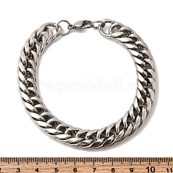 201 Stainless Steel Cuban Link Chains Bracelets for Women Men&nbsp;STAS-T077-21P-02