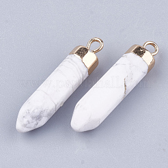 Electroplate Natural Howlite Pointed Pendants&nbsp;G-S344-07A