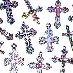 12Pcs 6 Style Rainbow Color Alloy Pendants&nbsp;FIND-LS0001-16MC