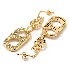 Real 18K Gold Plated Brass Dangle Stud Earrings&nbsp;EJEW-A033-29G