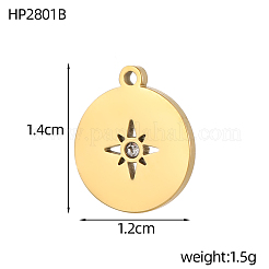 304 Stainless Steel Micro Pave Cubic Zirconia Pendants&nbsp;STAS-OY008-68G