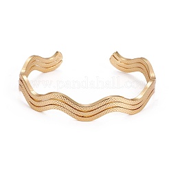Long-Lasting Plated Brass Cuff Bangles&nbsp;BJEW-E370-07G