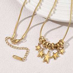 304 Stainless Steel 5 Star Pendant Necklaces&nbsp;SA-CBAFEB5-01G