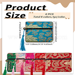 6Pcs 6 Colors Chinese Brocade Tassel Zipper Jewelry Bag Gift Pouch&nbsp;ABAG-LP0001-17B