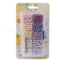 10 Colors 6mm Tiny Satin Luster Glass Pearl Round Beads Assortment Mix Lot for Jewelry Making Multicolor&nbsp;HY-PH0004-6mm-01-B