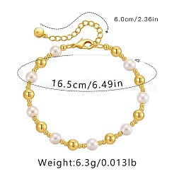 Brass & Imitation Pearl Round Beaded Bracelets for Women&nbsp;KJ3614