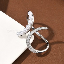 Brass Micro Pave Cubic Zirconia Cuff Open Rings&nbsp;RJEW-C158-03P